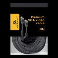 Cable VGA Premium 10.0m, HD15M/HD15M Black, Cablexpert, dual-shield w/2*ferrite core, CC-PPVGA-10M-B